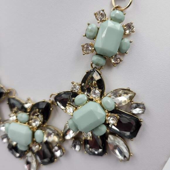 Smokey Grey and Pale Blue Rhinestone Jeweled Necklace - Picture 6 of 10